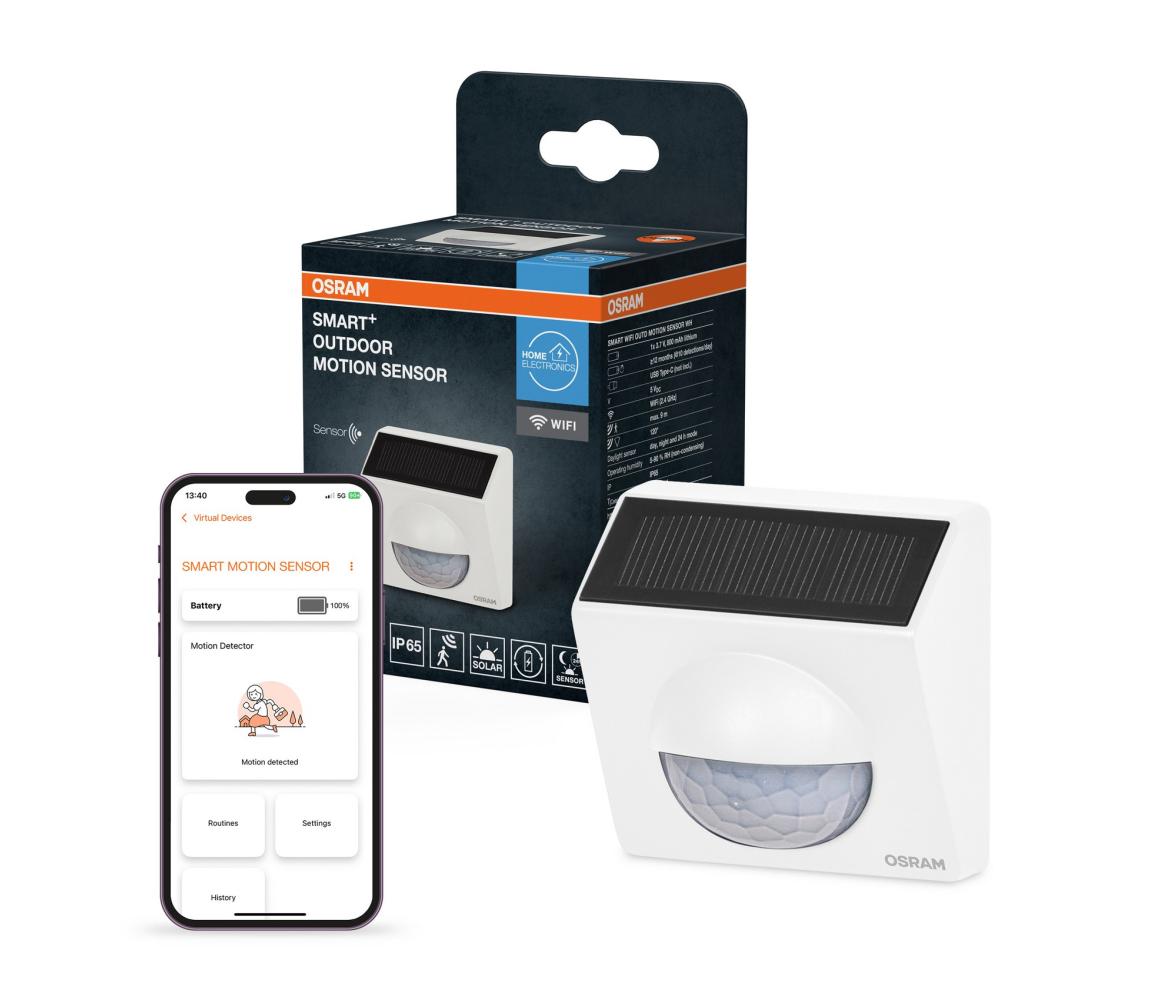 Osram - Zewnętrzny solarny czujnik ruchu SMART+ 3,7V biały IP65 Wi-Fi 800 mAh