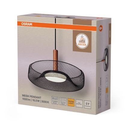 Osram - Żyrandol LED na lince DECOR MESH LED/18,5W/230V Ø 40 cm czarny/kauczukowiec