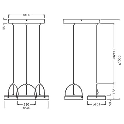 Osram - Żyrandol LED na przewodzie DECOR PUCK 3xLED/12W/230V CRI 90 czarny