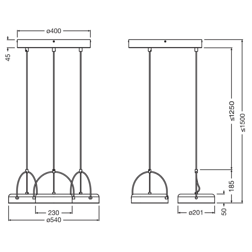 Osram - Żyrandol LED na przewodzie DECOR PUCK 3xLED/12W/230V CRI 90 czarny