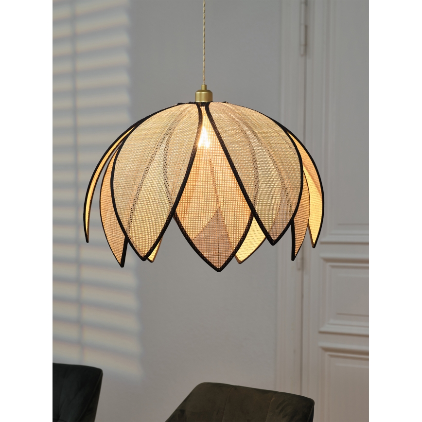 Osram - Żyrandol na lince DECOR RATTAN 1xE27/15W/230V średnica 67 cm beżowy/czarny