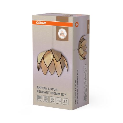 Osram - Żyrandol na lince DECOR RATTAN 1xE27/15W/230V średnica 67 cm beżowy/czarny