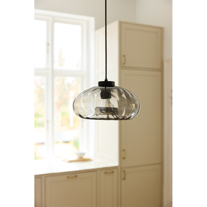 Osram - Żyrandol na lince DECOR SMOKE 1xE27/12W/230V, średnica 28 cm, czarny/dymny szary