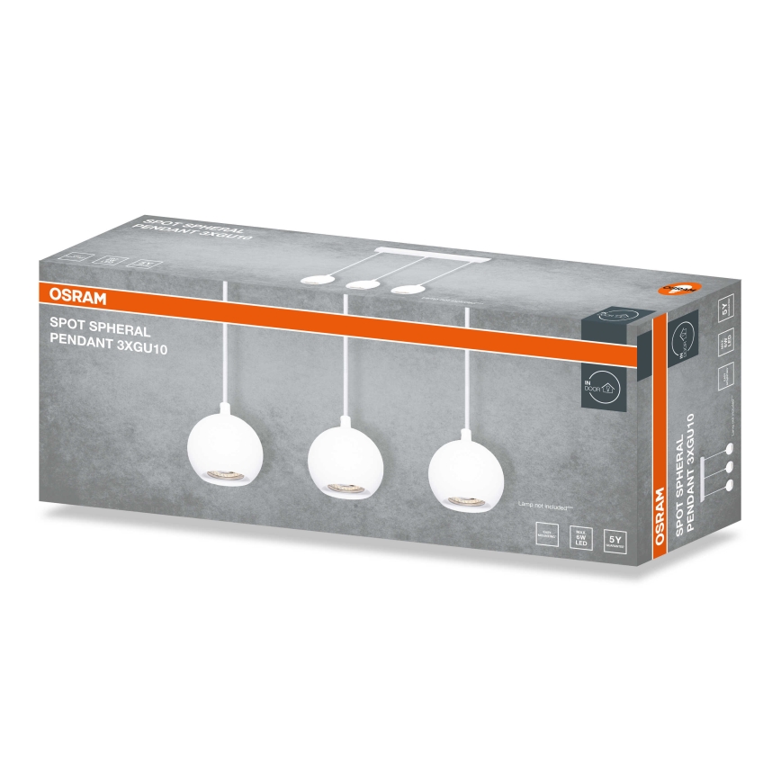 Osram - Żyrandol na lince SPOT SPHERAL 3xGU10/6W/230V biały