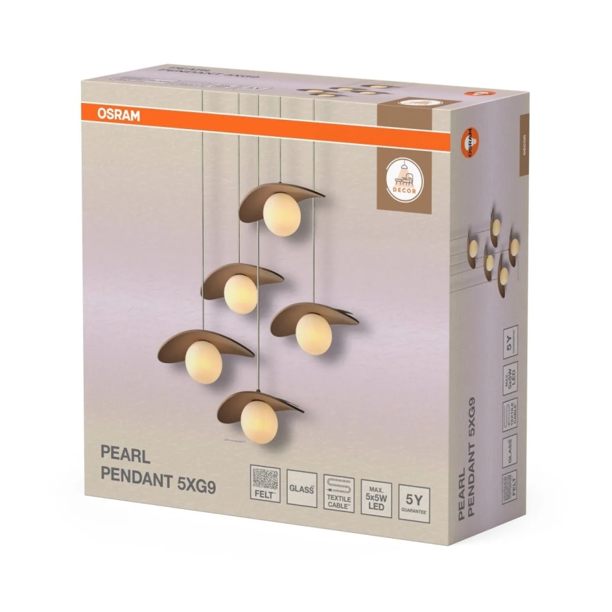 Osram - Żyrandol na przewodzie DECOR PEARL 5xG9/5W/230V beżowy