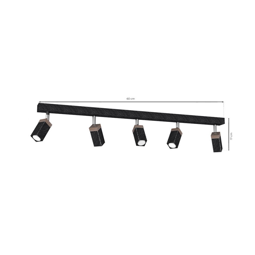 Oświetlene punktowe SOLO 5xGU10/MR11/40W/230V czarne