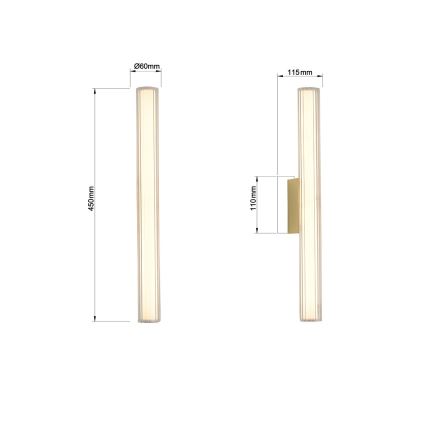 Oświetlenie łazienkowe LED do lustra LINEA LED/8W/230V 3000/4000/6000K IP44 45 cm złote