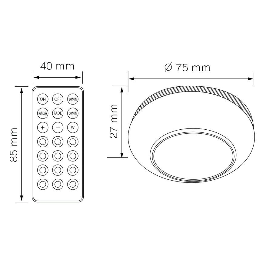 LED RGBW ściemnialne oświetlenie mebli LED/0,5W/4,5V 3xAAA białe + pilot zdalnego sterowania