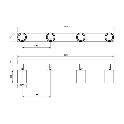 Oświetlenie punktowe ANGIE 4xGU10/35W/230V czarny