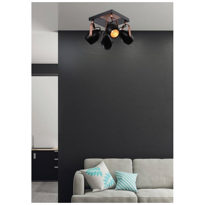 Oświetlenie punktowe ANICA 4xE14/40W/230V czarne/miedź