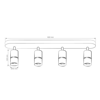 Oświetlenie punktowe BAMBOO 4xGU10/10W/230V czarne
