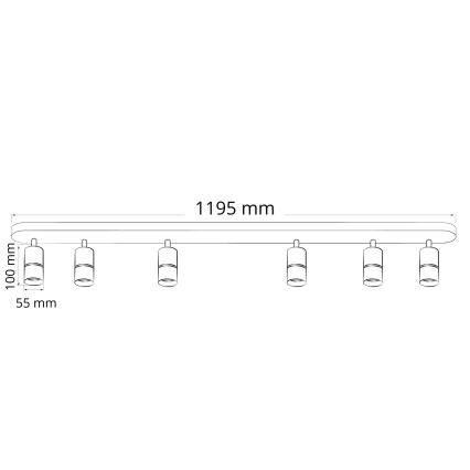 Oświetlenie punktowe BAMBOO 6xGU10/10W/230V czarne