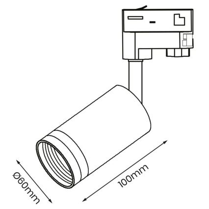 Oświetlenie punktowe do 3-phase rail system PIPE 1xGU10/25W/230V biały