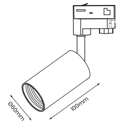 Oświetlenie punktowe do 3-phase rail system PIPE 1xGU10/25W/230V biały