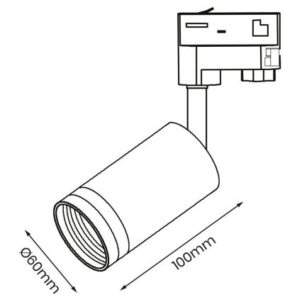 Oświetlenie punktowe do 3-phase rail system PIPE 1xGU10/25W/230V czarny