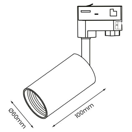 Oświetlenie punktowe do 3-phase rail system PIPE 1xGU10/25W/230V czarny