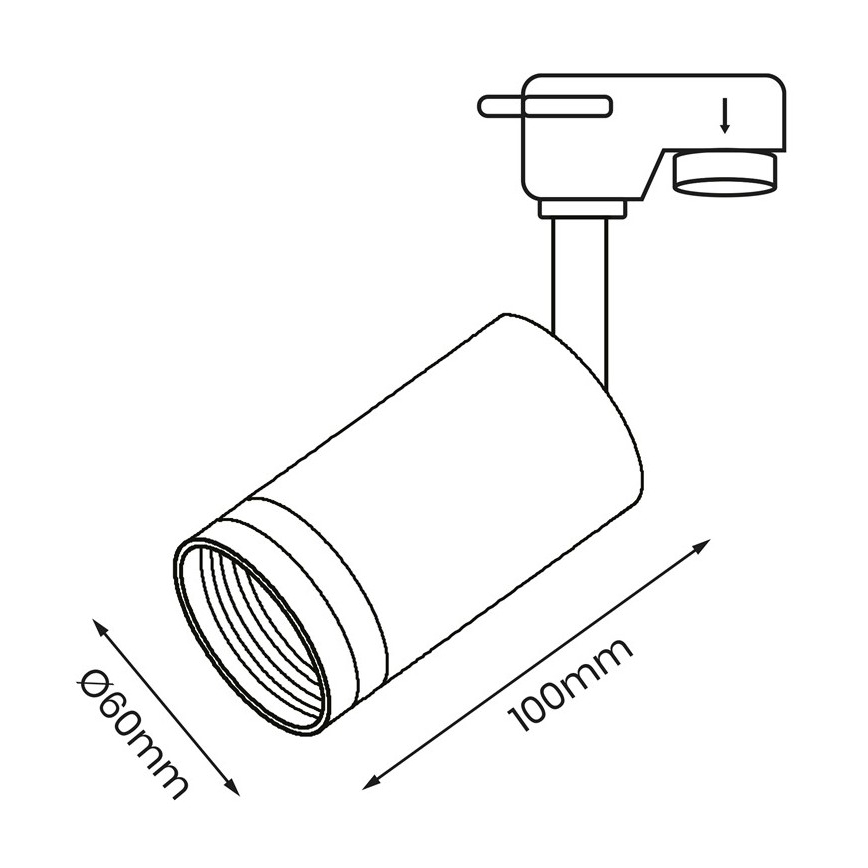 Oświetlenie punktowe do rail system PIPE 1xGU10/25W/230V czarny