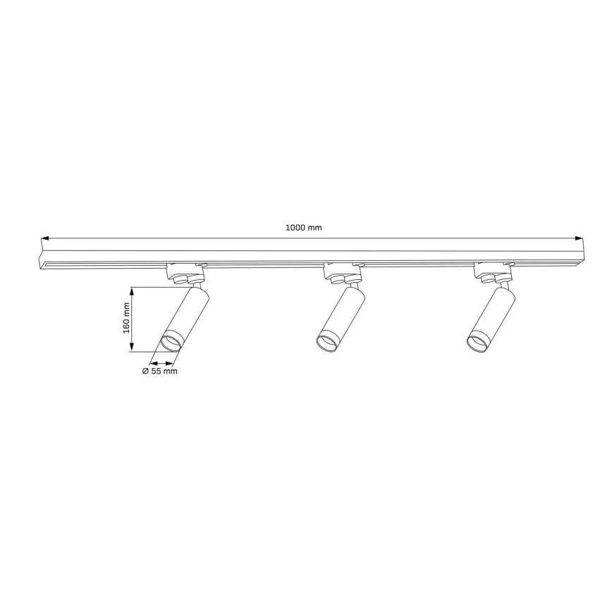 Oświetlenie punktowe do systemu szynowego FADO 3xGU10/10W/230V + 1 m system szynowy białe