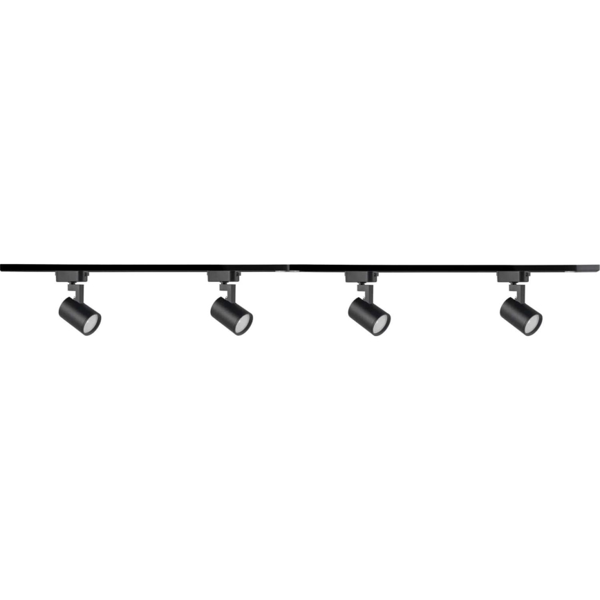 Oświetlenie punktowe do systemu szynowego LYNX 4xGU10/10W/230V + 2 x 75 cm system szynowy czarny