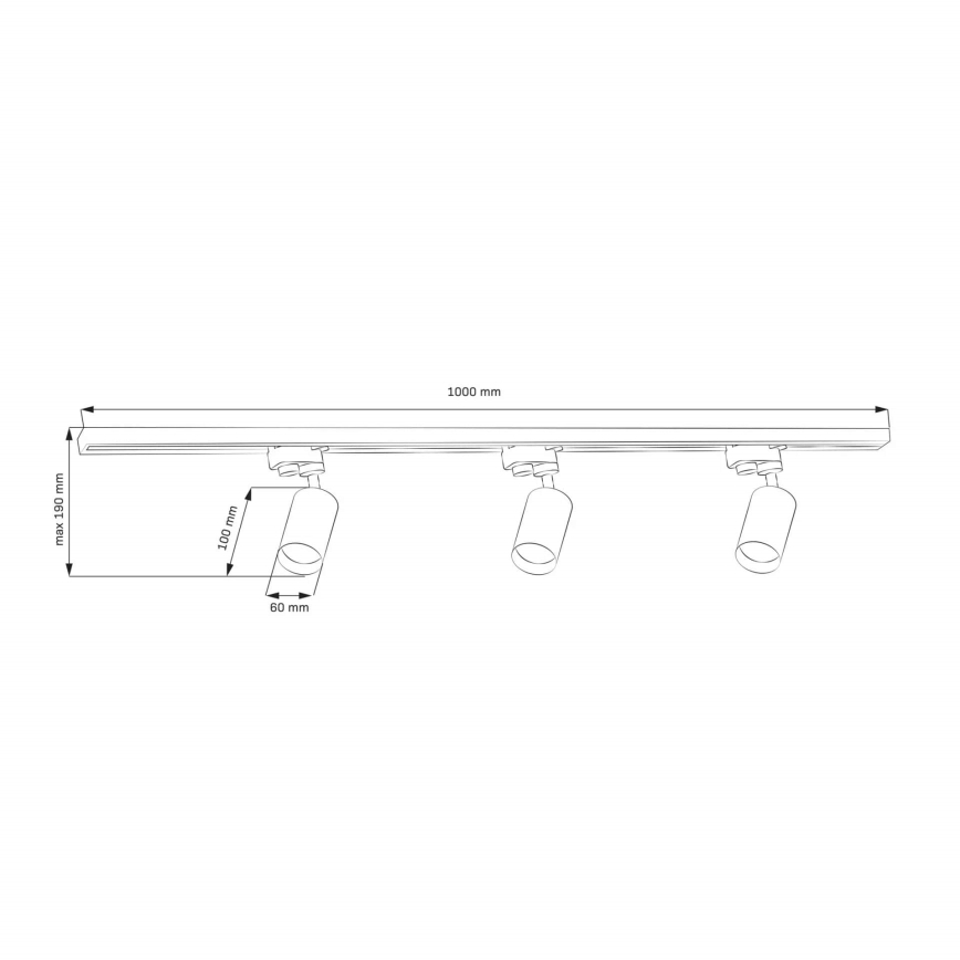Oświetlenie punktowe do systemu szynowego MARIBEL 3xGU10/10W/230V +1 m system szynowy złoty
