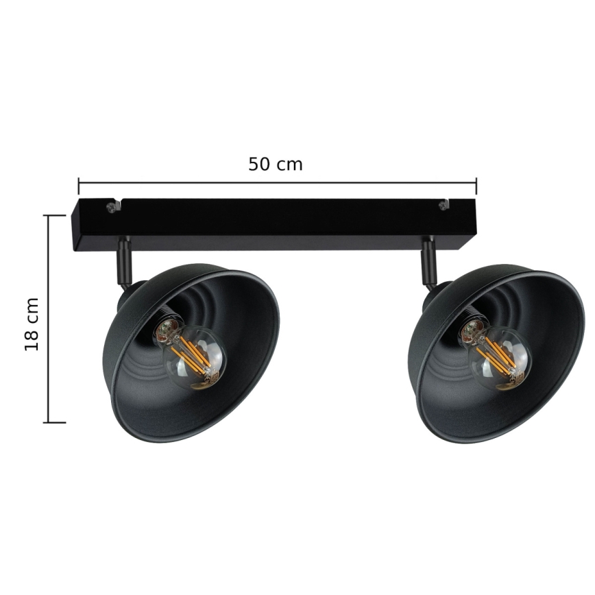 Oświetlenie punktowe FAUN 2xE27/60W/230V czarny