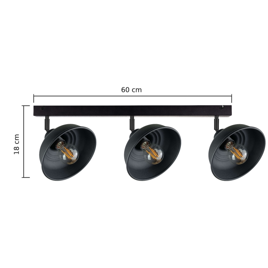 Oświetlenie punktowe FAUN 3xE27/60W/230V czarny