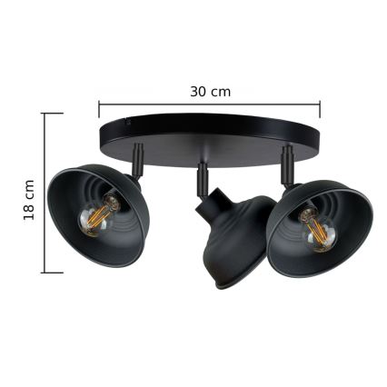 Oświetlenie punktowe FAUN 3xE27/60W/230V czarny
