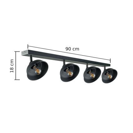 Oświetlenie punktowe FAUN 4xE27/60W/230V czarny