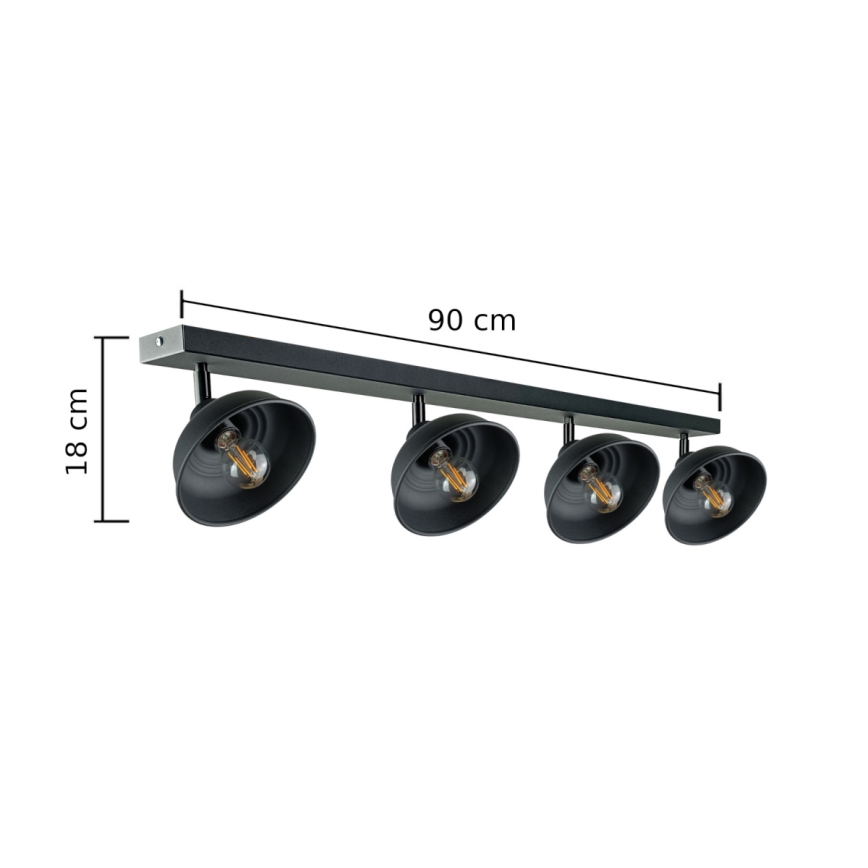 Oświetlenie punktowe FAUN 4xE27/60W/230V czarny