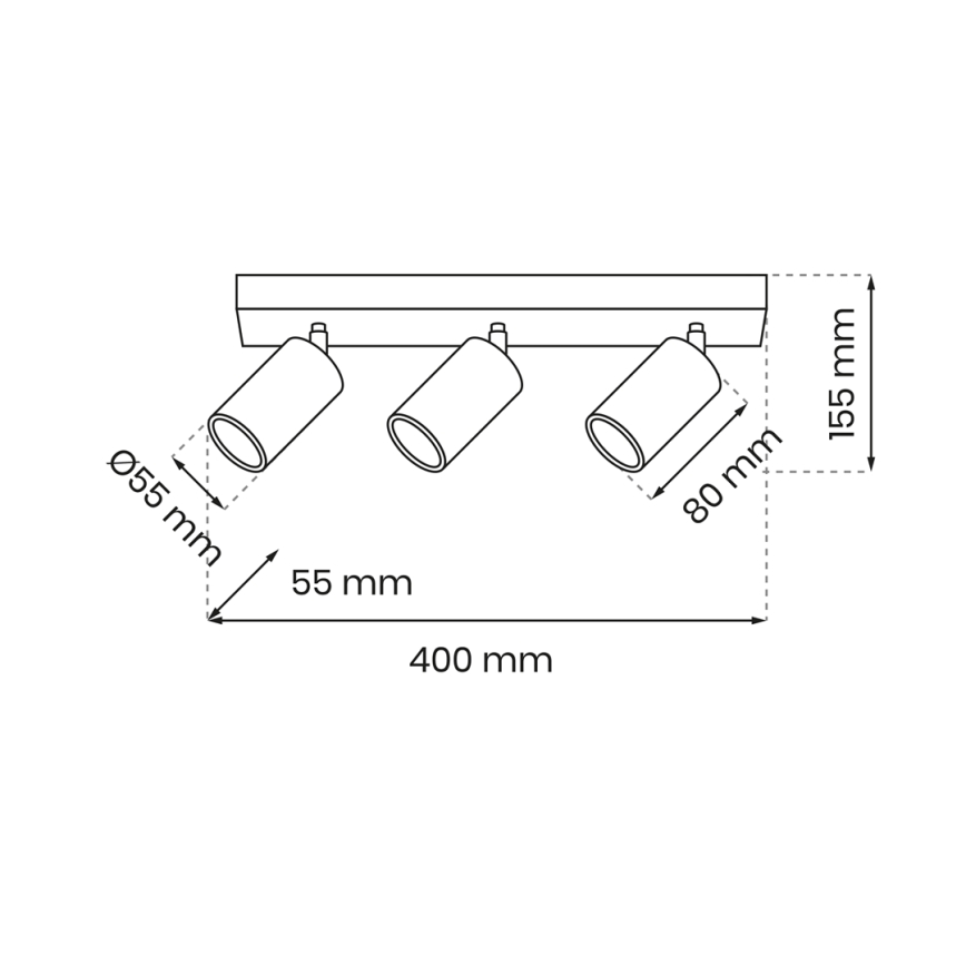 Oświetlenie punktowe HUDSON 3xGU10/8W/230V czarny