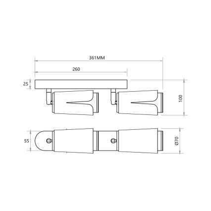 Oświetlenie punktowe KWIAT 2xGU10/8W/230V czarne