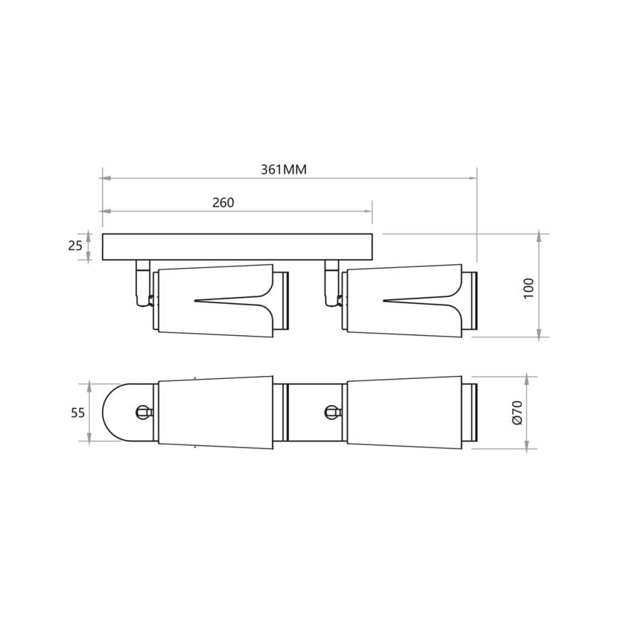 Oświetlenie punktowe KWIAT 2xGU10/8W/230V czarne
