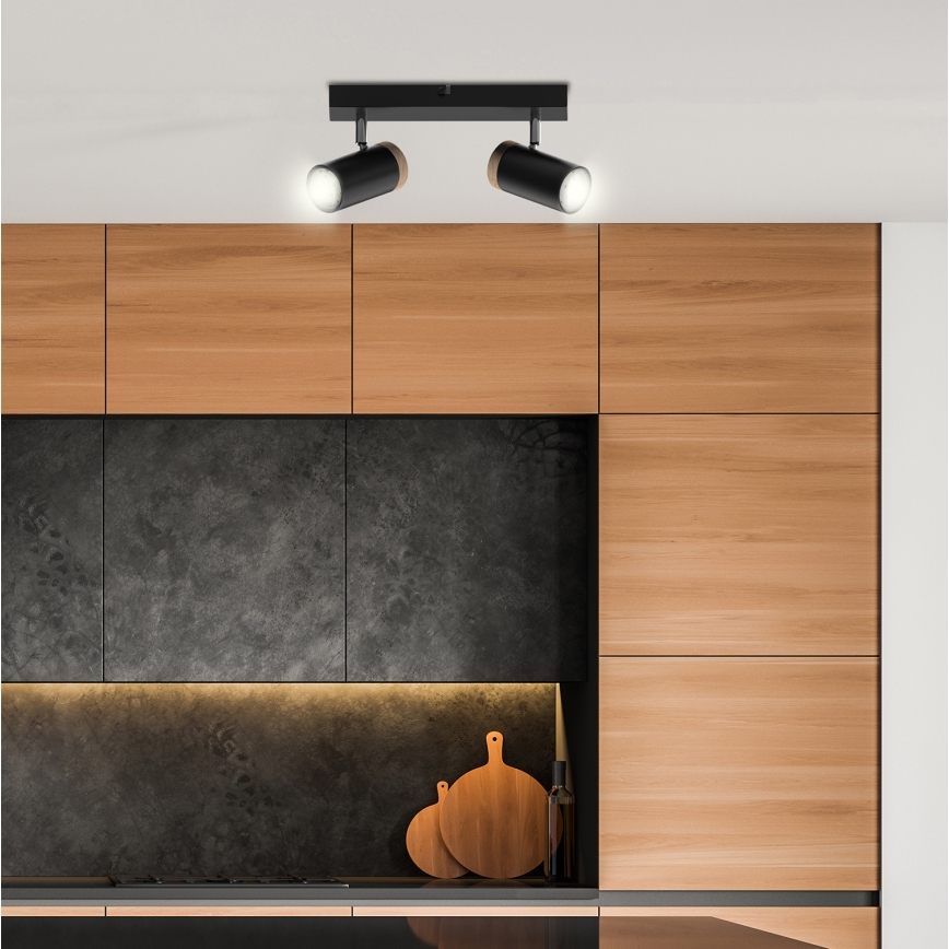 Oświetlenie punktowe LAGOS 2xGU10/15W/230V czarne/brązowe