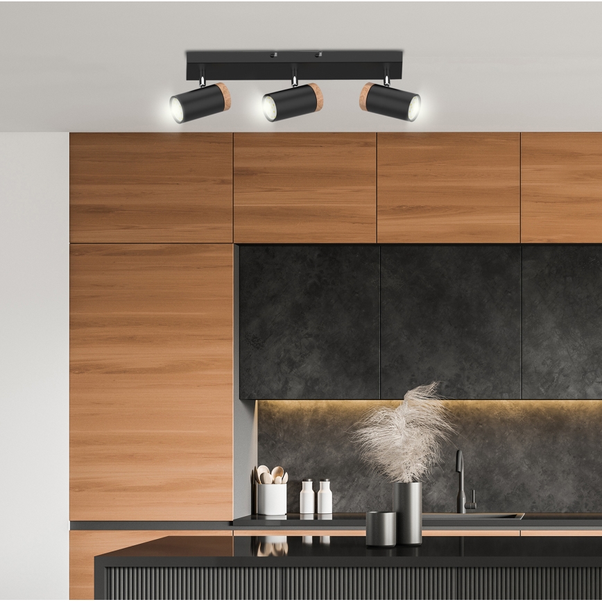 Oświetlenie punktowe LAGOS 3xGU10/15W/230V czarne/brązowe