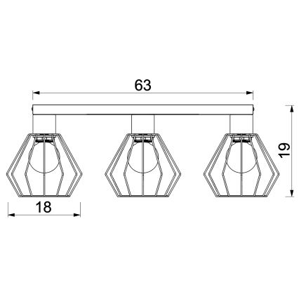 Oświetlenie punktowe LETI 3xE27/15W/230V czarny