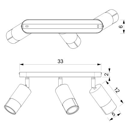 Oświetlenie punktowe LINK 3xGU10/8W/230V czarny/mosiądz