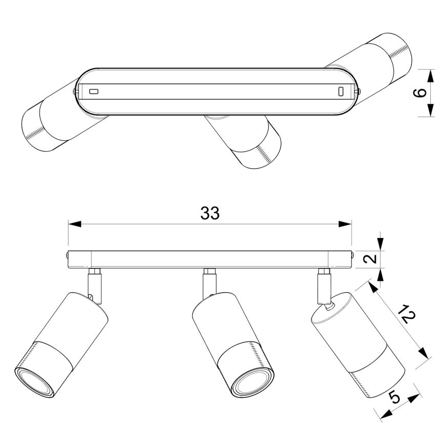 Oświetlenie punktowe LINK 3xGU10/8W/230V czarny/mosiądz
