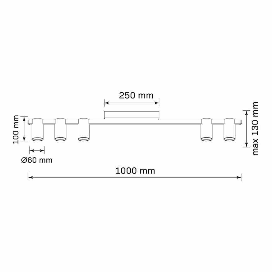 Oświetlenie punktowe MARIBEL 5xGU10/10W/230V czarne