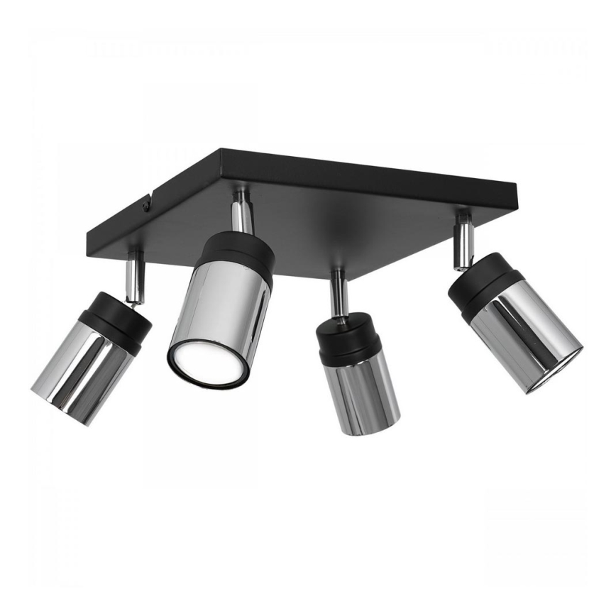 Oświetlenie punktowe NEST 4xGU10/8W/230V czarny/chrom błyszczący