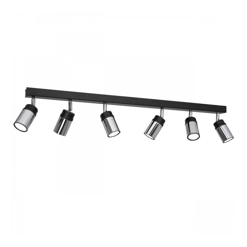 Oświetlenie punktowe NEST 6xGU10/8W/230V czarny/chrom błyszczący
