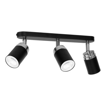 Oświetlenie punktowe RENO 3xGU10/8W/230V czarny/chrom błyszczący
