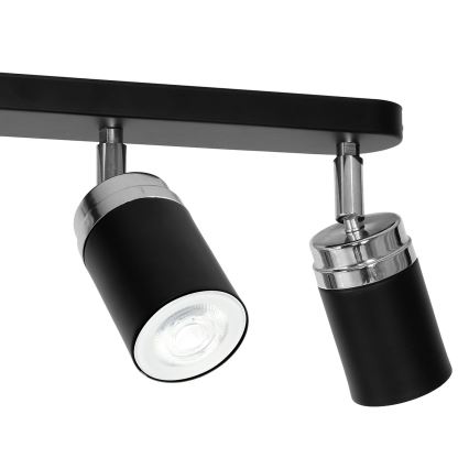 Oświetlenie punktowe RENO 3xGU10/8W/230V czarny/chrom błyszczący