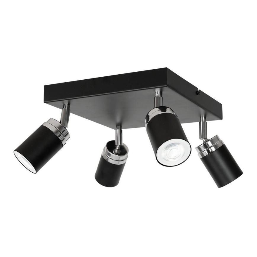 Oświetlenie punktowe RENO 4xGU10/8W/230V czarny/chrom błyszczący