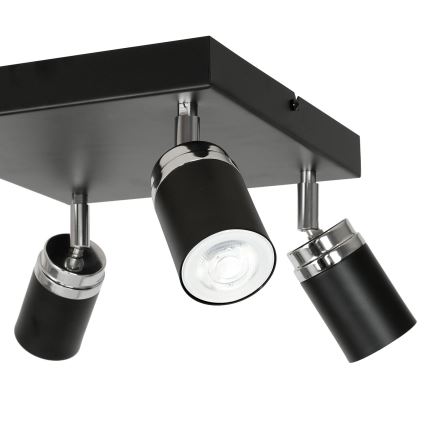 Oświetlenie punktowe RENO 4xGU10/8W/230V czarny/chrom błyszczący