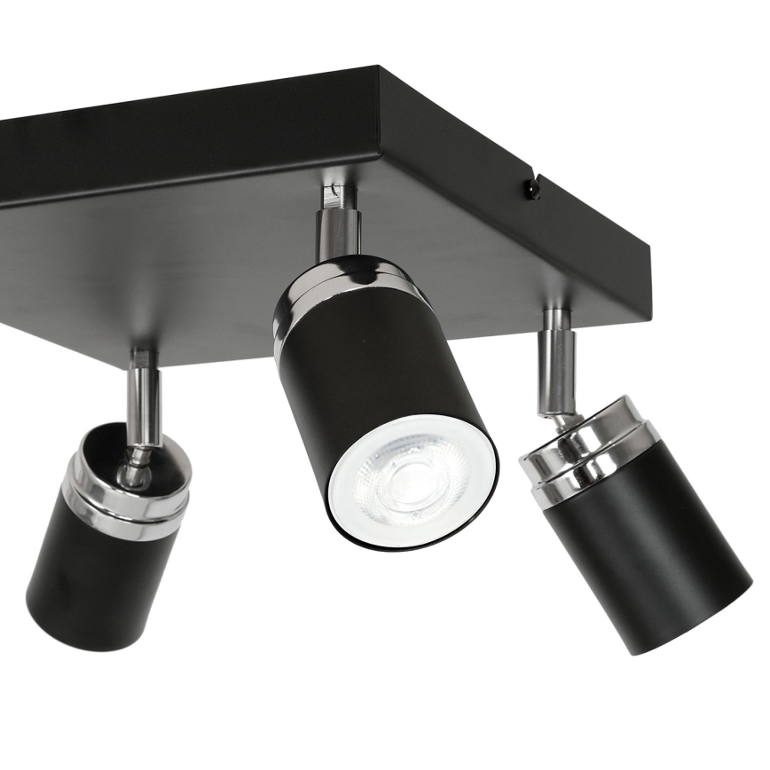 Oświetlenie punktowe RENO 4xGU10/8W/230V czarny/chrom błyszczący