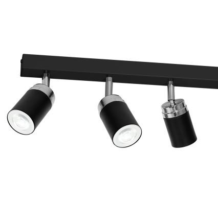 Oświetlenie punktowe RENO 6xGU10/60W/230V czarny/chrom błyszczący