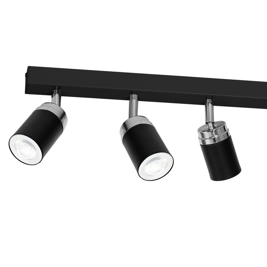 Oświetlenie punktowe RENO 6xGU10/60W/230V czarny/chrom błyszczący