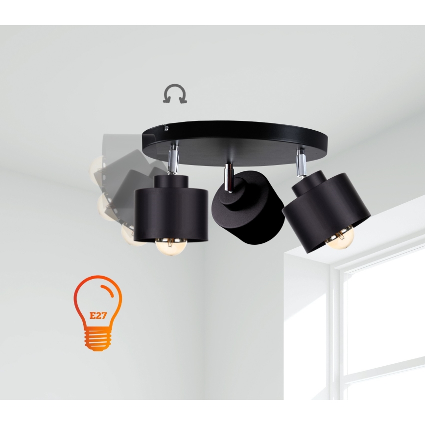 Oświetlenie punktowe SIMPLY BLACK 3xE27/60W/230V śr. 30 cm