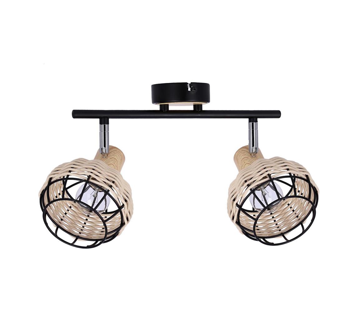Oświetlenie punktowe TAJGA 2xE14/40W/230V rattan/czarne