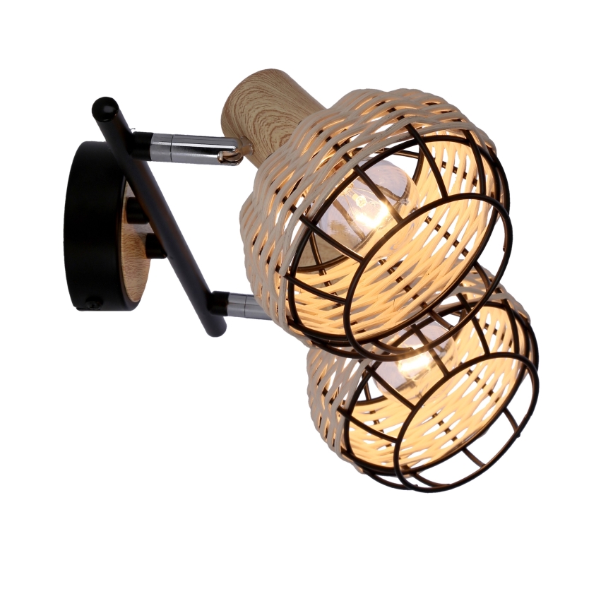 Oświetlenie punktowe TAJGA 2xE14/40W/230V rattan/czarne
